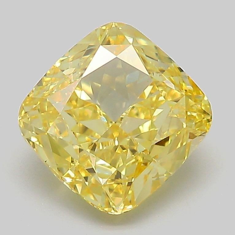 2.52 Ct. Fancy Vivid Yellow Cushion Lab Grown Diamond