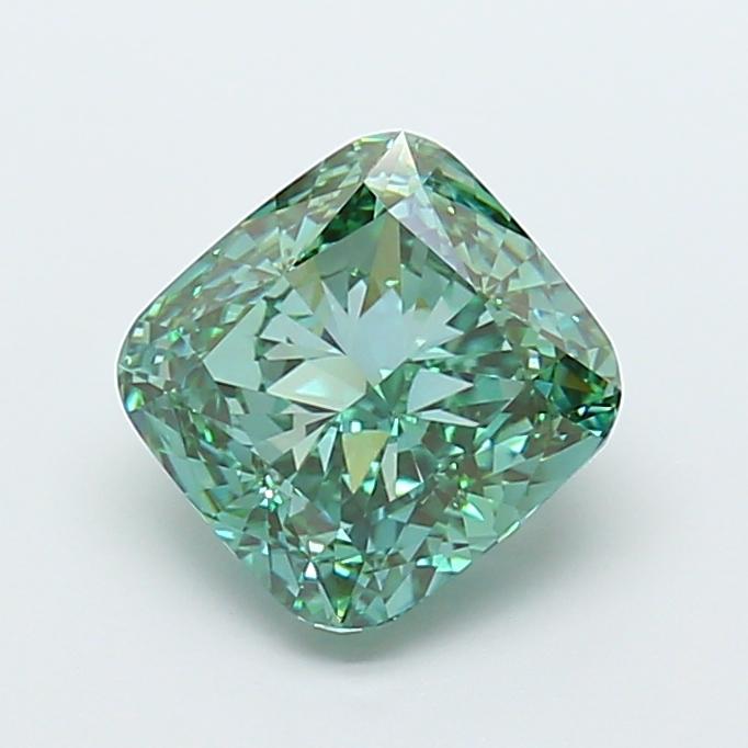 4.73 Ct. Fancy Vivid Green Cushion Lab Grown Diamond
