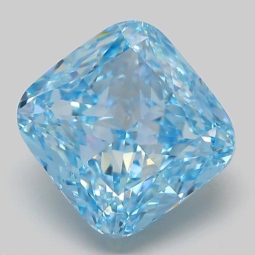 5.09 Ct. Fancy Vivid  Blue Cushion Lab Grown Diamond