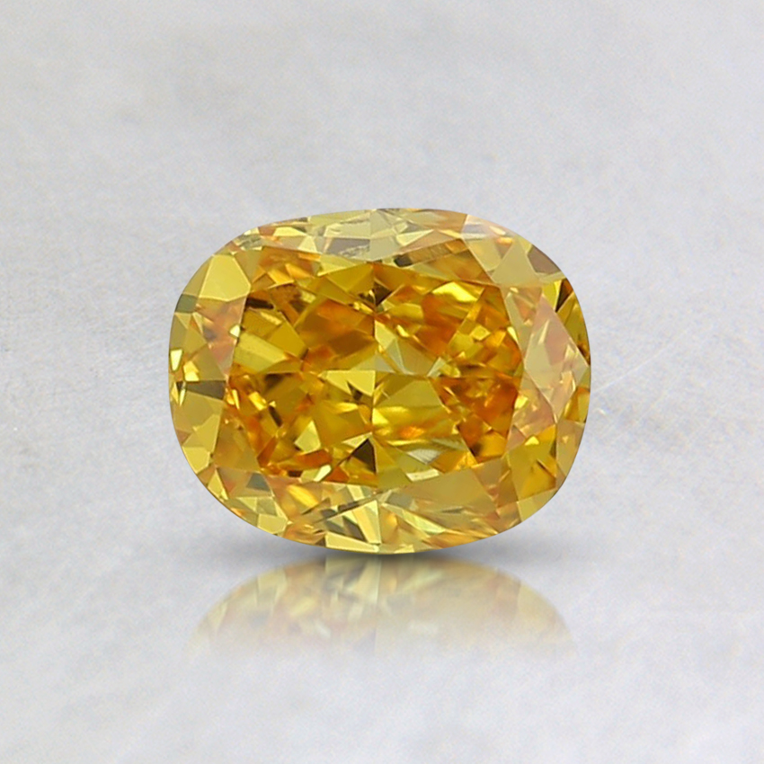 0.57 Ct. Fancy Vivid Yellow Cushion Lab Grown Diamond