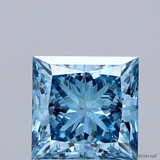 1.58 Ct. Fancy Vivid Blue Princess Lab Grown Diamond