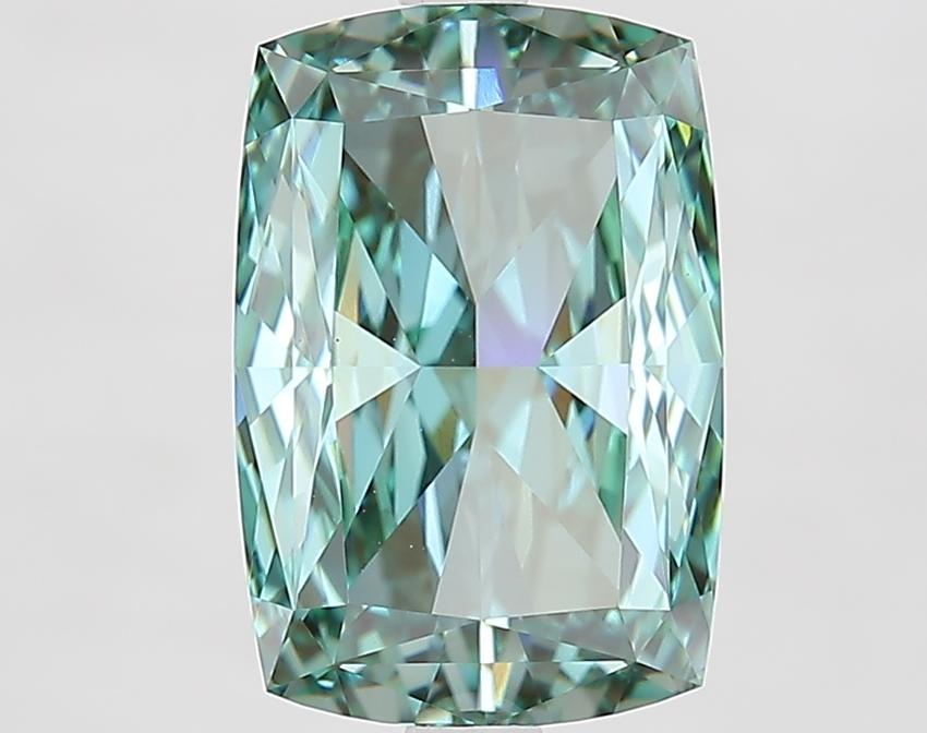 4.41 Ct. Fancy Vivid Green Cushion Lab Grown Diamond