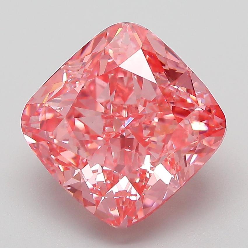 5.49 Ct. Fancy Vivid Pink Cushion Lab Grown Diamond