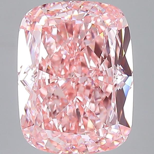 6.28 Ct. Fancy Vivid  Pink Cushion Lab Grown Diamond