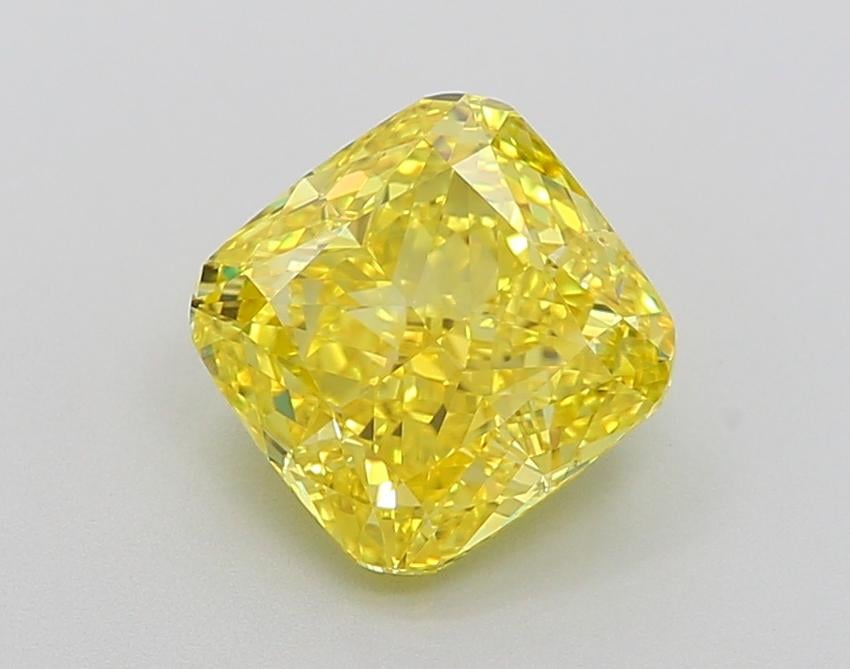2.49 Ct. Fancy Vivid Yellow Cushion Lab Grown Diamond