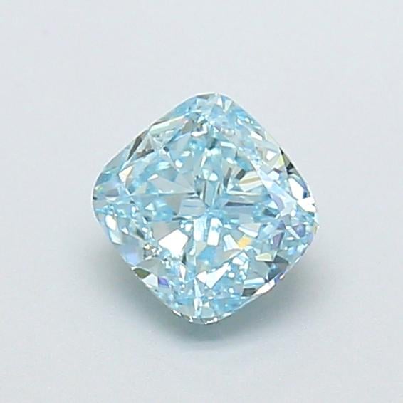 0.79 Ct. Fancy Intense Greenish Blue Cushion Lab Grown Diamond