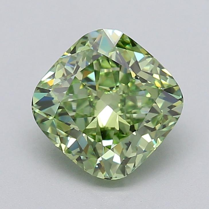 2.01 Ct. Fancy Vivid  Green Cushion Lab Grown Diamond