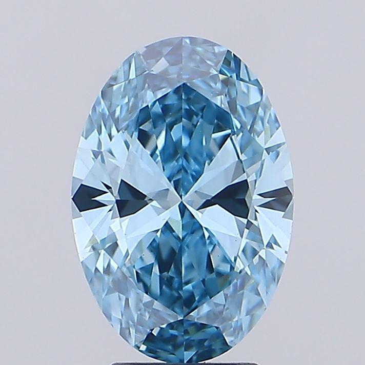 3.04 Ct. Fancy Vivid Blue Oval Lab Grown Diamond
