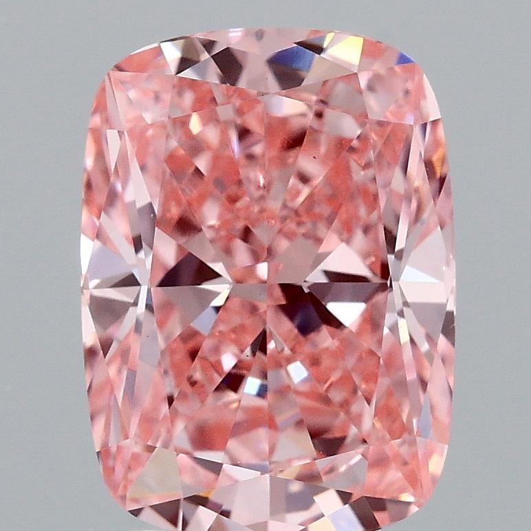 3.09 Ct. Fancy Vivid Pink Cushion Lab Grown Diamond