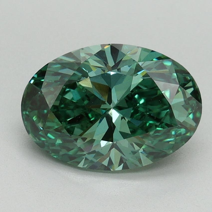 2.05 Ct. Fancy Vivid Green Oval Lab Grown Diamond