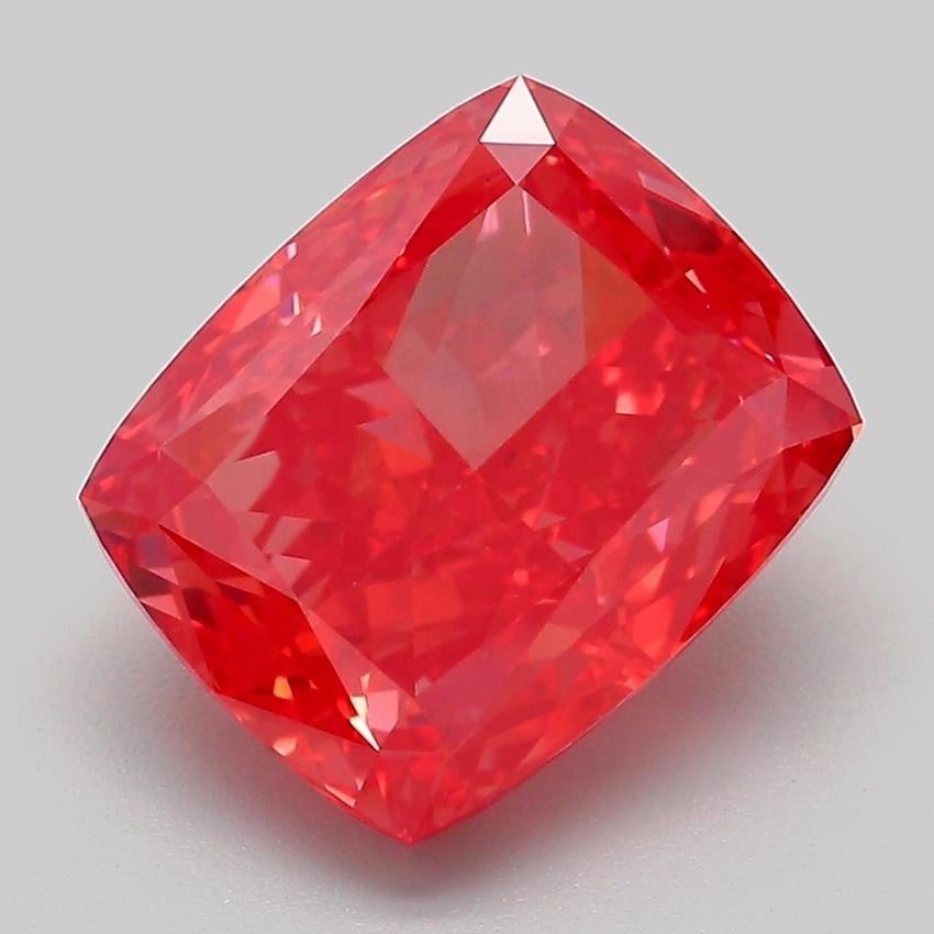 4.39 Ct. Fancy Vivid Red Cushion Lab Grown Diamond