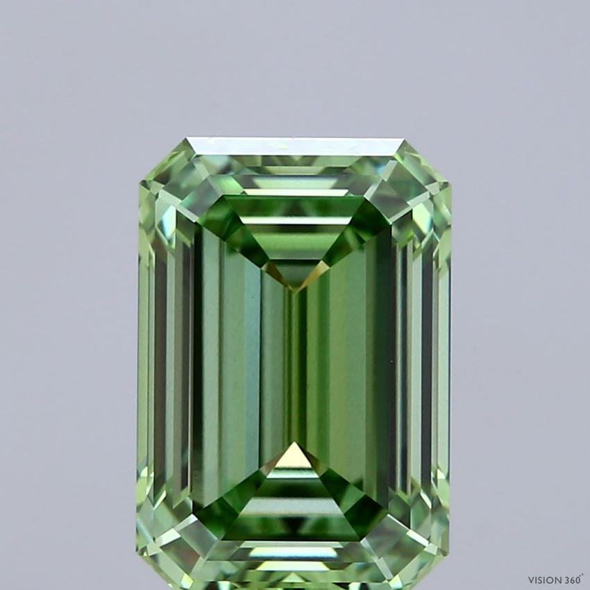 4.13 Ct. Fancy Vivid Green Emerald Lab Grown Diamond