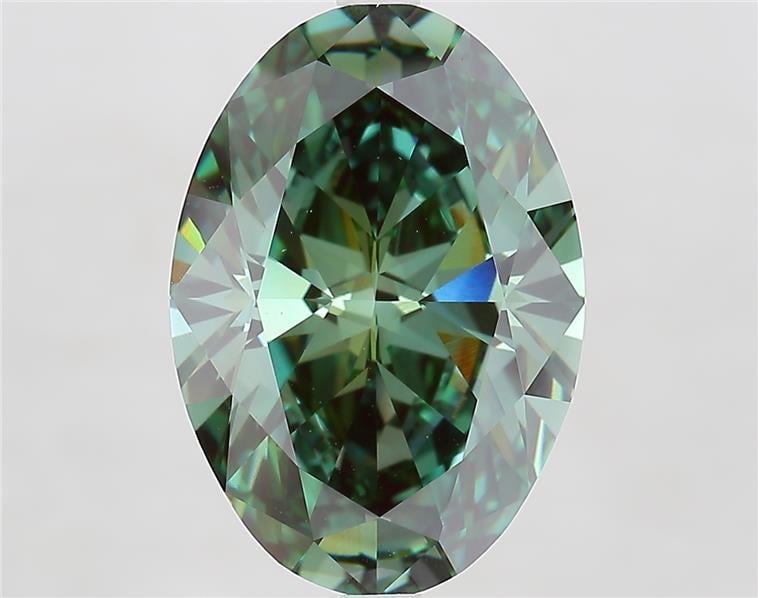 6.87 Ct. Fancy Vivid  Green Oval Lab Grown Diamond