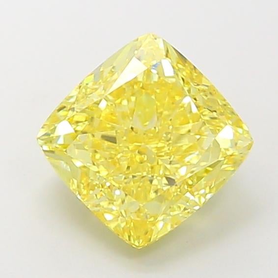 4.06 Ct. Fancy Vivid Yellow Cushion Lab Grown Diamond
