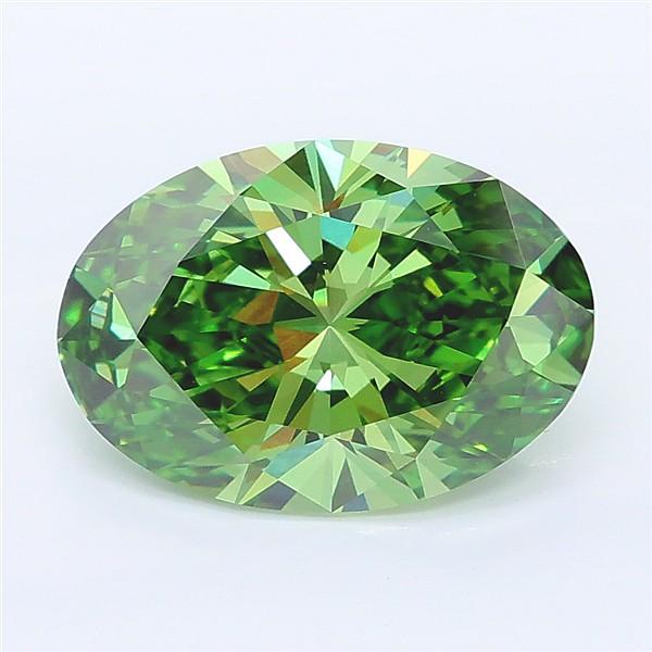 3.05 Ct. Fancy Vivid Green Oval Lab Grown Diamond