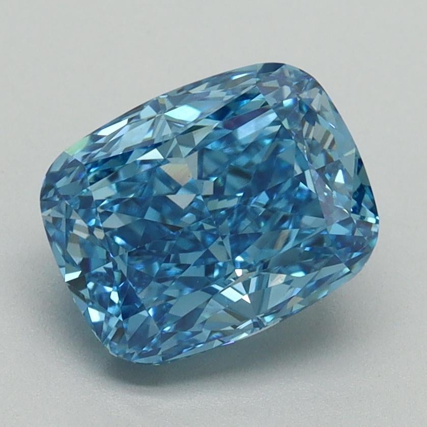2.32 Ct. Fancy Vivid Malibu Blue Cushion Lab Grown Diamond