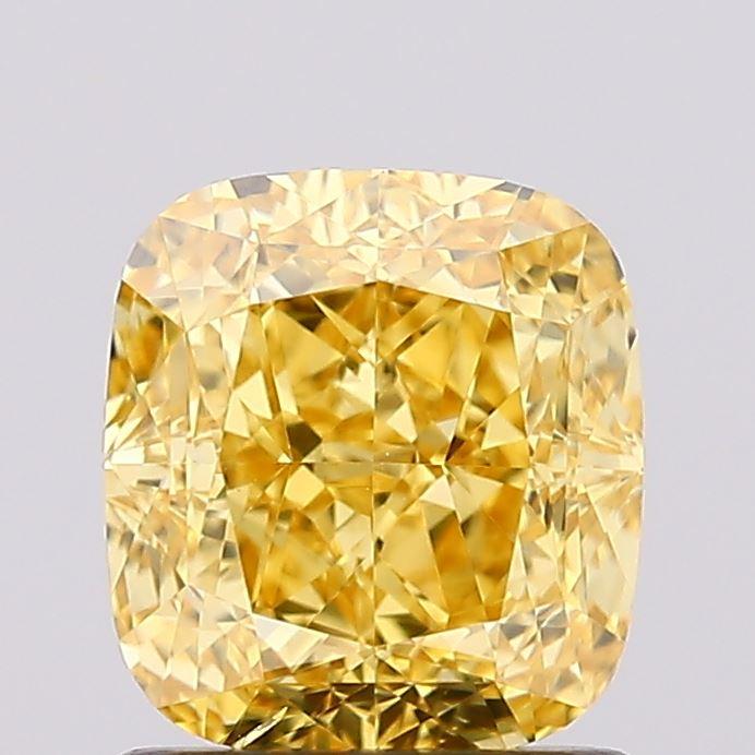 1.34 Ct. Fancy Vivid Yellow Cushion Lab Grown Diamond