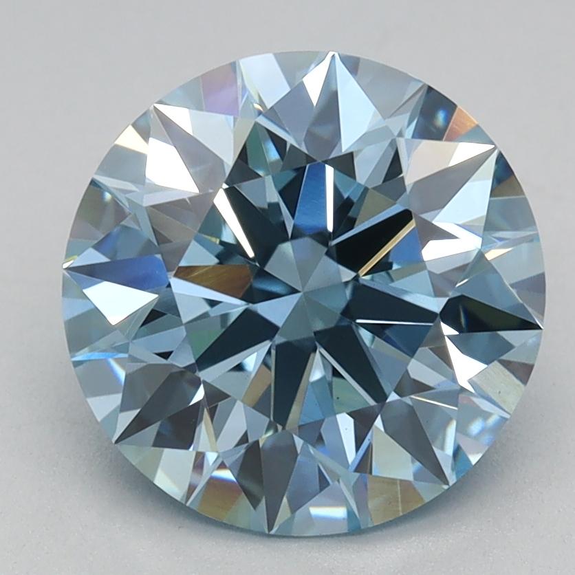 2.10 Ct. Fancy Vivid Blue Round Lab Grown Diamond