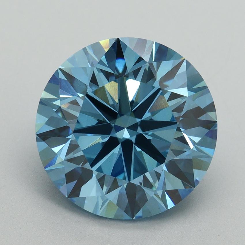 6.18 Ct. Fancy Vivid Blue Round Lab Grown Diamond