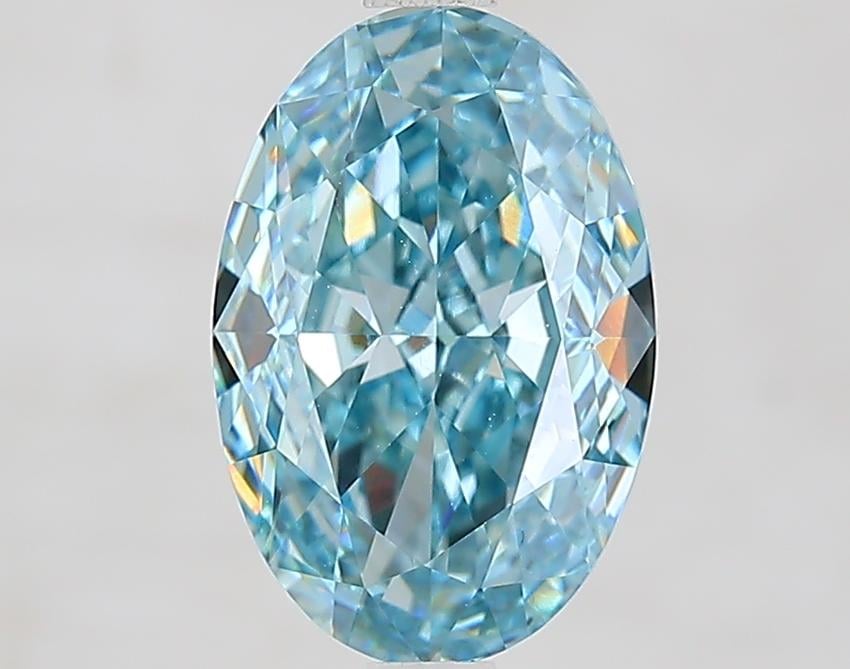 2.96 Ct. Fancy Vivid Greenish Blue Oval Lab Grown Diamond