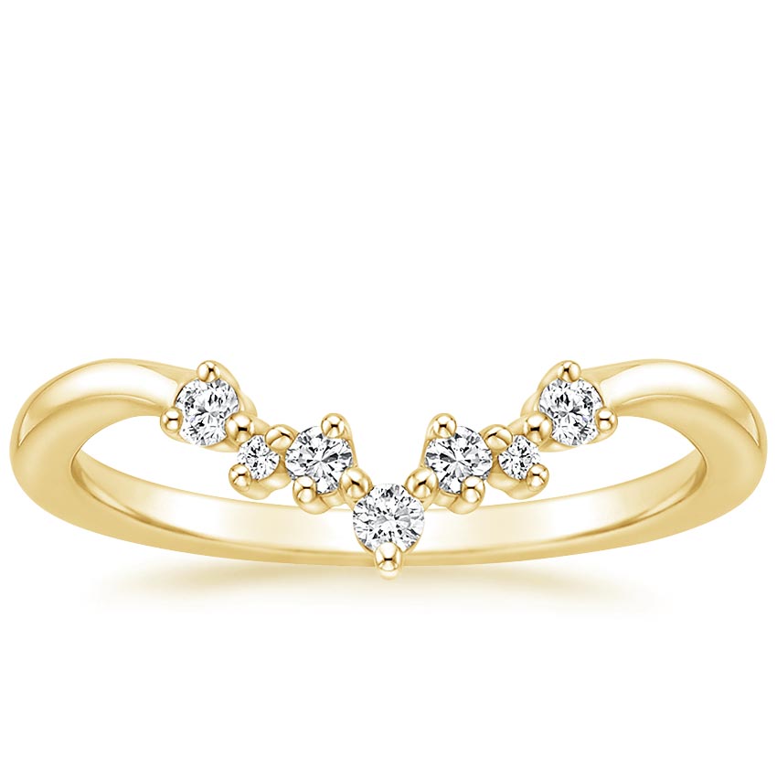 Yellow Gold Offset Contour Diamond Ring 