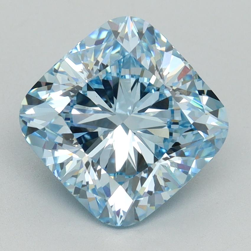 3.23 Ct. Fancy Vivid Blue Cushion Lab Grown Diamond