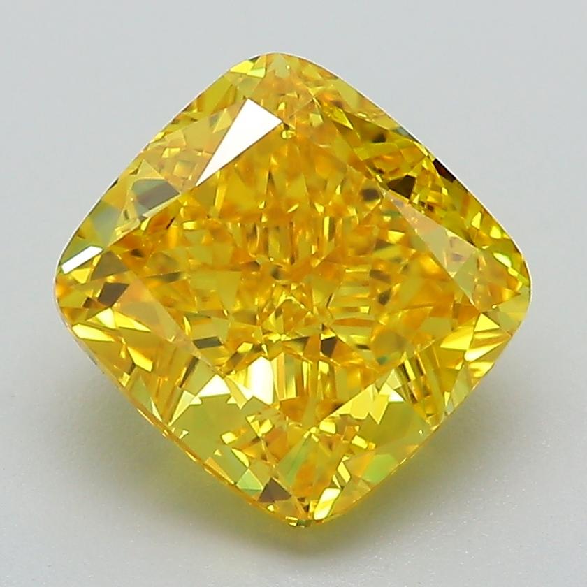 3.33 Ct. Fancy Vivid Yellow Cushion Lab Grown Diamond