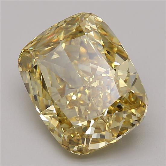 5.27 Ct. Fancy Vivid Yellow Cushion Lab Grown Diamond
