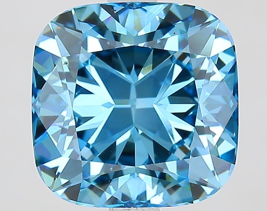 3.81 Ct. Fancy Vivid Blue Cushion Lab Grown Diamond