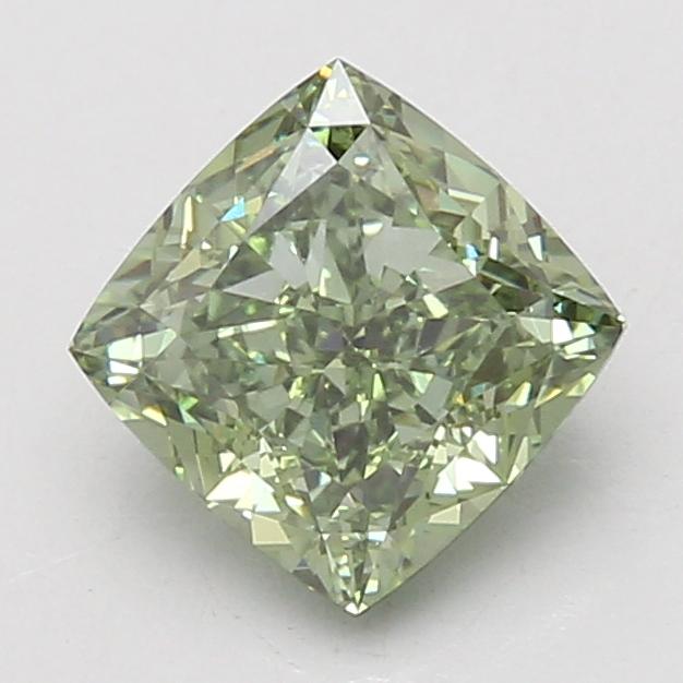 2.11 Ct. Fancy Vivid Green Cushion Lab Grown Diamond