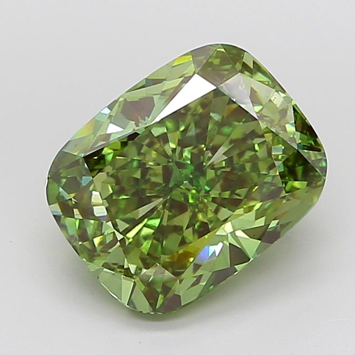7.31 Ct. Fancy Vivid  Green Cushion Lab Grown Diamond