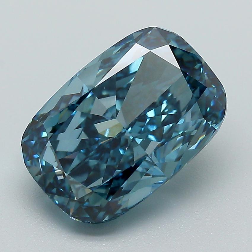 4.22 Ct. Fancy Vivid Blue Cushion Lab Grown Diamond