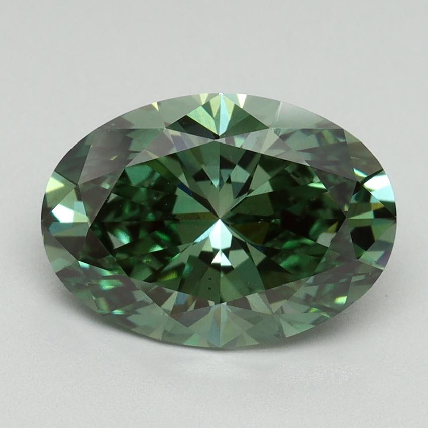 3.06 Ct. Fancy Vivid Green Oval Lab Grown Diamond