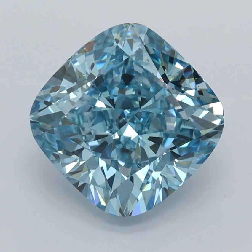 3.05 Ct. Fancy Vivid  Blue Cushion Lab Grown Diamond