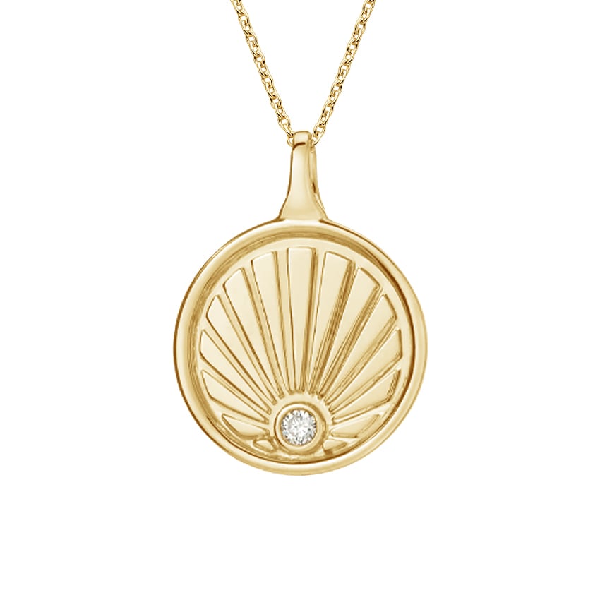 Gold Diamond Medallion with Sun Detail 