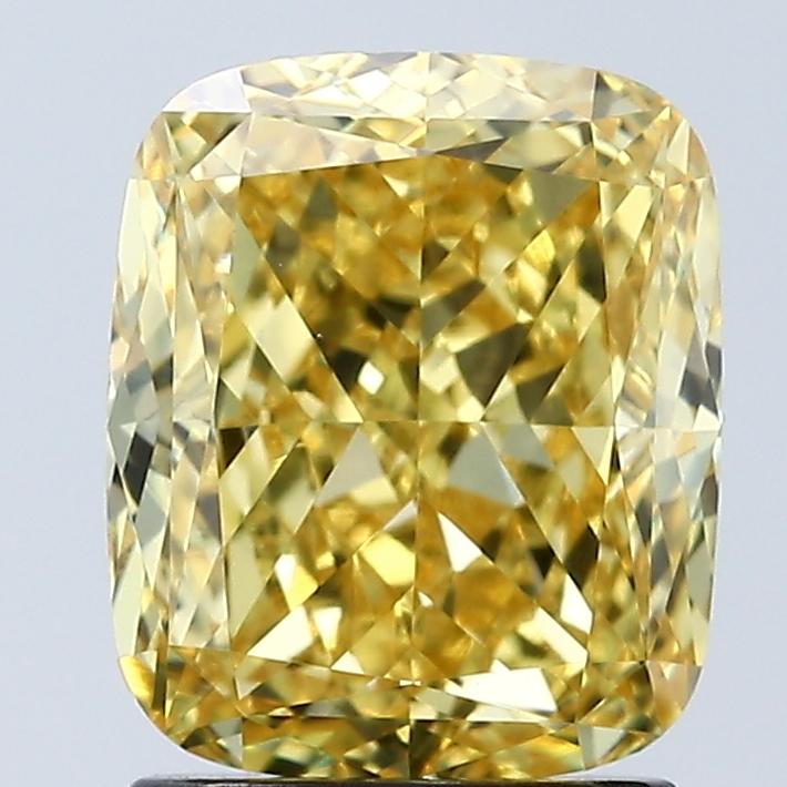 2.06 Ct. Fancy Vivid Yellow Cushion Lab Grown Diamond