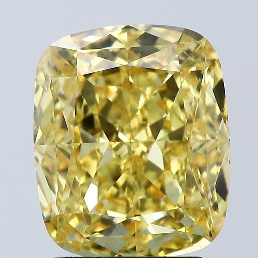 3.04 Ct. Fancy Vivid Yellow Cushion Lab Grown Diamond
