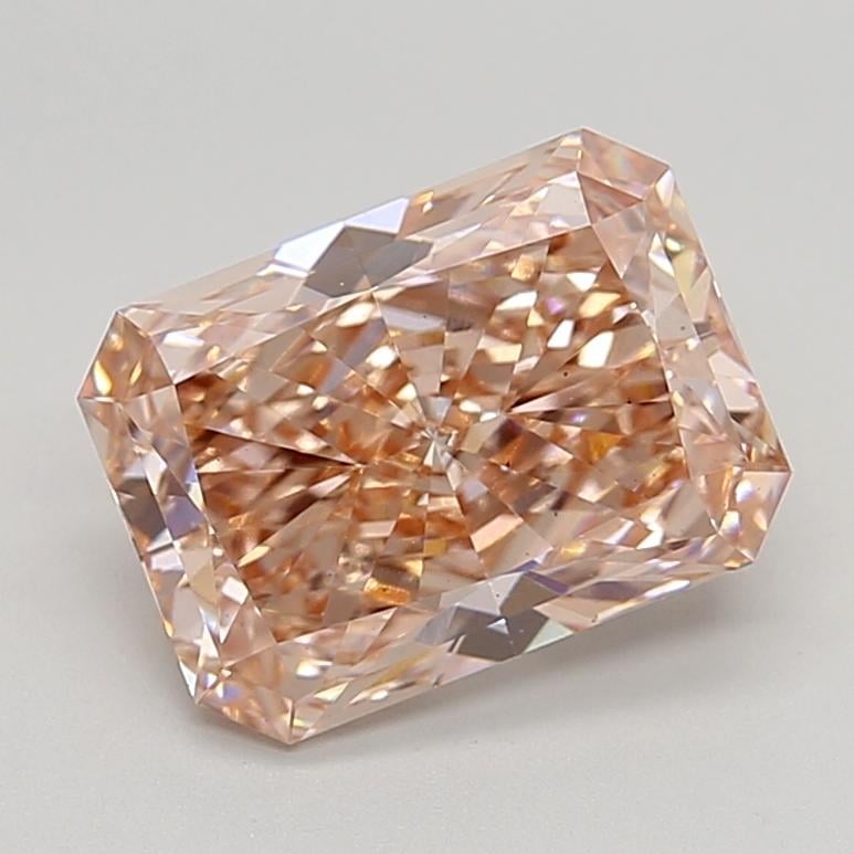 3.82 Ct. Fancy Vivid Brownish Pink Radiant Lab Grown Diamond