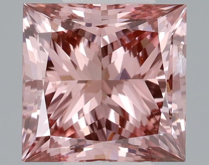 0.82 Ct. Fancy Vivid Brownish Pink Princess Lab Grown Diamond