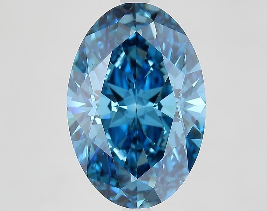 6.32 Ct. Fancy Vivid Blue Oval Lab Grown Diamond