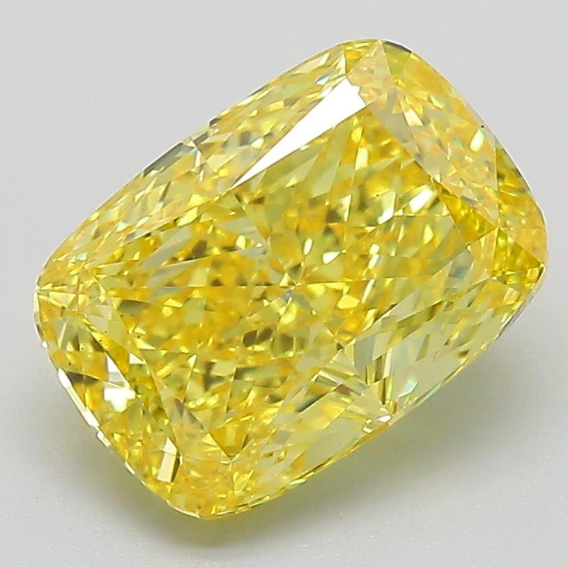 3.10 Ct. Fancy Vivid  Yellow Cushion Lab Grown Diamond