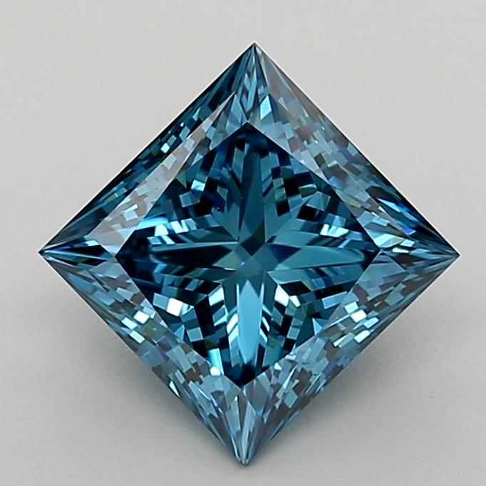 2.10 Ct. Fancy Vivid  Blue Princess Lab Grown Diamond