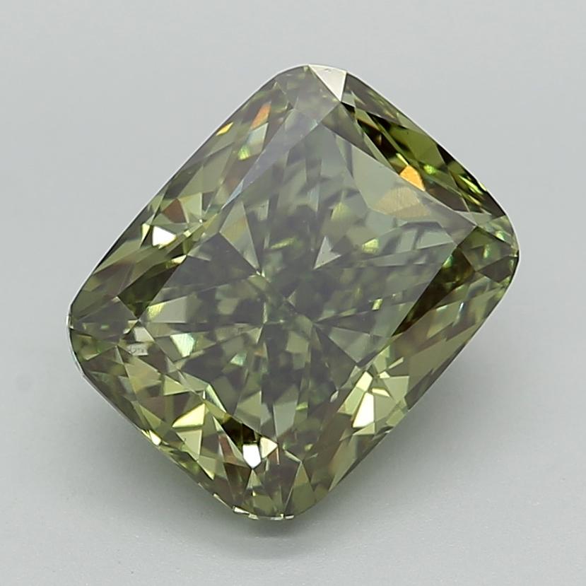 5.02 Ct. Fancy Vivid  Green Cushion Lab Grown Diamond