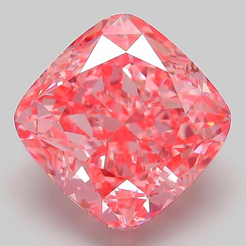 6.52 Ct. Fancy Vivid Pink Cushion Lab Grown Diamond