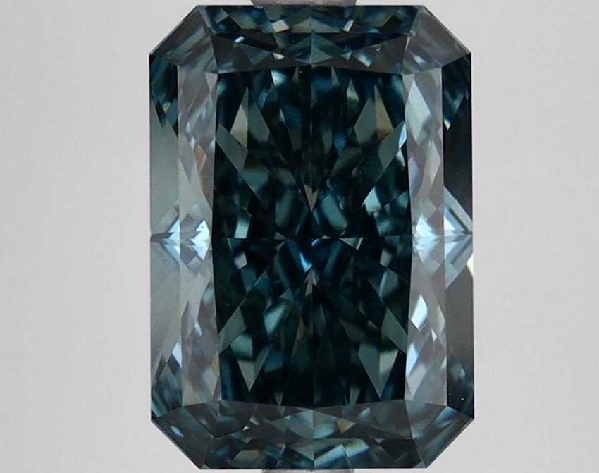 3.27 Ct. Fancy Intense Bluish Green Radiant Lab Grown Diamond