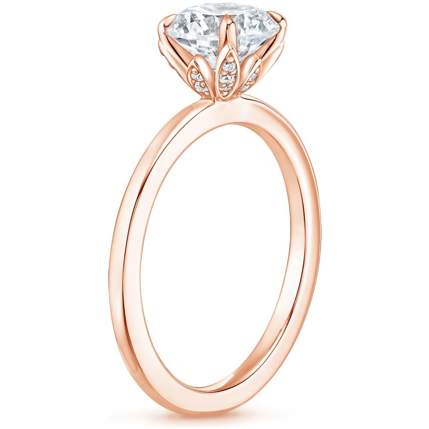 14K Rose Gold Petal Diamond Ring, large side view