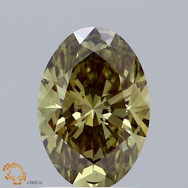 1.06 Ct. Fancy Vivid Brownish Green Oval Lab Grown Diamond