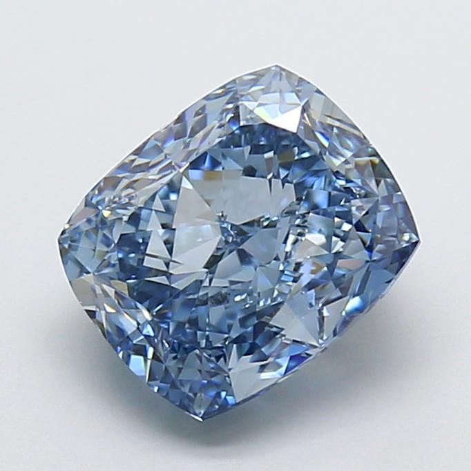 3.83 Ct. Fancy Vivid  Blue Cushion Lab Grown Diamond