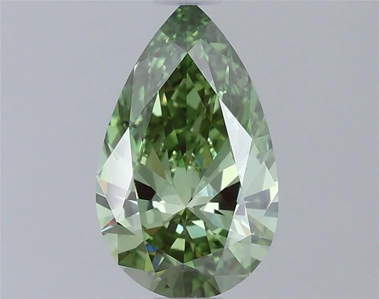 0.76 Ct. Fancy Vivid Green Pear Lab Grown Diamond