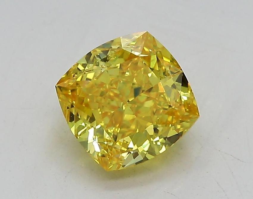 1.23 Ct. Fancy Vivid Yellow Cushion Lab Grown Diamond
